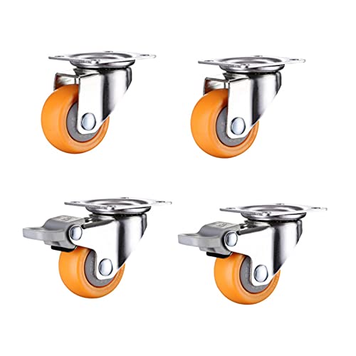Roulettes pivotantes en caoutchouc orange de 51mm pour chariot de manutention et meuble