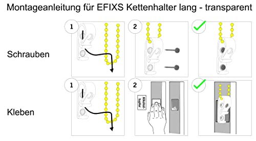 4 Stück EFIXS Kettenhalter Rollo selbstklebend lang - Kindersicherung ohne Bohren - Bedienkette Jalousien Rollos Plissees