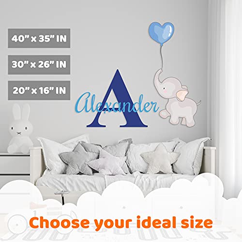 Cute Elephant Clouds And Stars Wall Stickers - Personalized Name & Initial - Baby Girl Or Boy - Mural Wall Decal Sticker For Home Children's Bedroom (Crypto-003) #TOP2