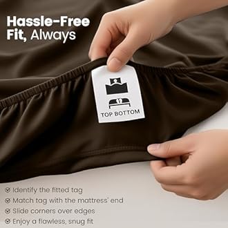 Utopia Bedding Fitted Sheet Double, Brown - Deep Pocket 14 inch (35 cm) - Easy Care - OEKO-TEX Certified - Soft Brushed Microfibre Fabric - Shrinkage and Fade Resistant - Bottom Sheet