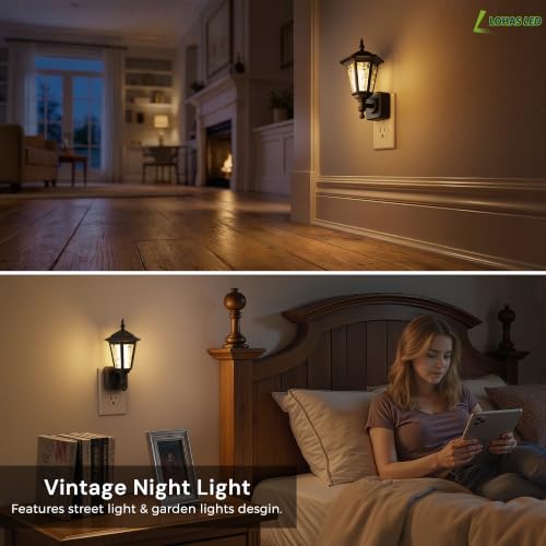Image of L LOHAS LED Night Lights Plug into Wall,Dimmable Night Light Vintage 3000K | Dusk to Dawn Sensor, Soft White,0-100LM, Rotating Plug in LED Nightlight Industrial Classic Pillar,Farmhouse Bathroom Hallway