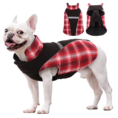Hundemäntel für kaltes Wetter, verstellbare Hundejacke, wendbare, gepolstertes Hundefleece-Futter Bekleidung mit pelzigem Kragen, Schnee regnerisch warme Hundeweste Cover