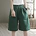 Fashion Cotton Linen Shorts for Women Wide Leg Knee Length High Waisted Petite Loose Fit Athletic Pull On Bermuda Pants with Pockets Summer Beach Outfits Pantalon Corto para Mujer Green Medium