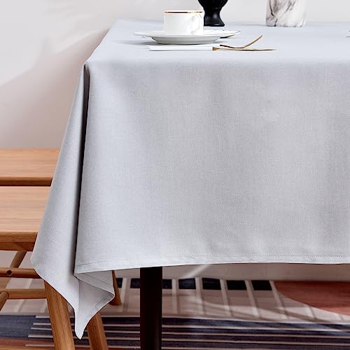 BALCONY & FALCON Table Cloth for 6 Foot Rectangle Tables – Waterproof, Wrinkle-Free Farmhouse Tablecloth for Dining, Kitchen, Wedding, Baby Shower & Holiday Gatherings (Silver, 55" x 95")