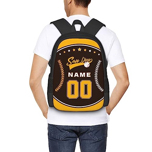 Custom San Diego Backpack Bag Book Bag Travel Laptop Bag Personalized Name Number Baseball Gifts for Boy Girl4