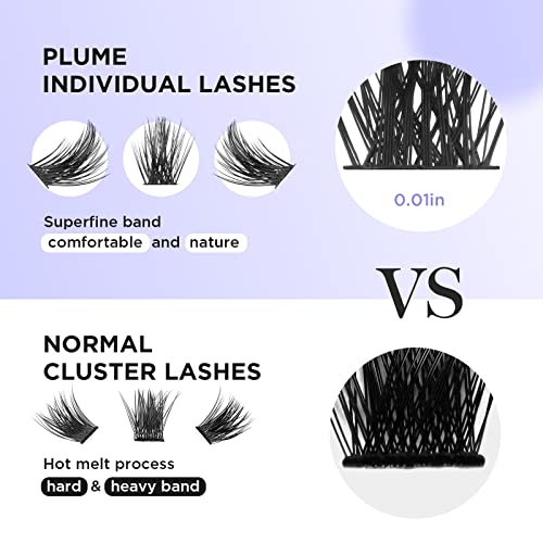 Beyelain Lash Clusters, Individual Cluster Lashes False Eyelashes Extension Natural Look Reusable Glue Bonded Black Super Thin Band 48 Mix Diy Eyelash Extension (Style28 0.07 Mix Black Band) #TOP1