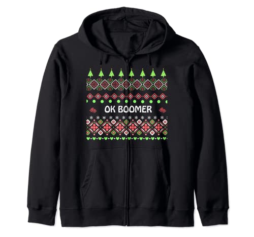 OK Boomer Christmas Funny Dank Meme Ugly Sweater Xmas Gift Sudadera con Capucha