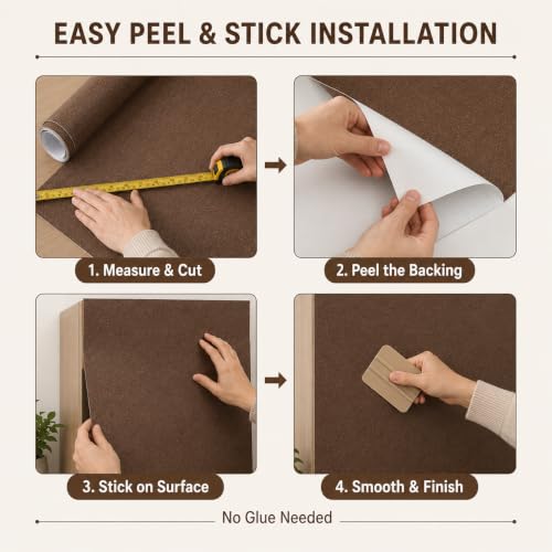 Image of TOTAL HOME Brown Textured Wallpaper for Wall & Furniture | Self Adhesive, Waterproof, Oil Proof PVC Peel and Stick Contact Paper for Almirah, Cupboard, Wardrobe, Bedroom, Living Room (60cm x 3m)