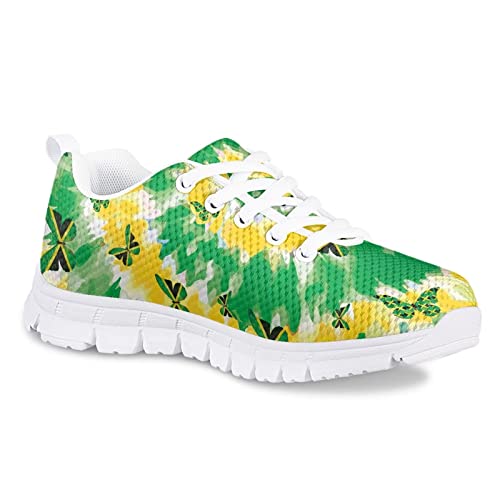Dolyues Teens Shoes Yellow Flower Shoes Print Mesh Girls Running Sport Shoes2