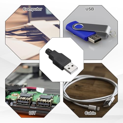 MECCANIXITY 10Pcs USB 2.0 Type A Macho, 33x16x10mm miniatura 6