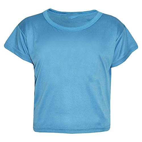 Image of Loxdonz Girls Basic Dance Crop Top Kids Plain Short Sleeve Crop T-Shirt Tees Top