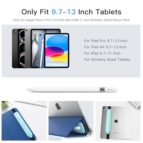 Image of MoKo Pencil Case Holder Fit The Apple Pencil (Pro and USB-C and 1st and 2nd Gen), Detachable Elastic Pocket for Stylus Pen with Elastic Band Attached to iPad Case, Sky Blue