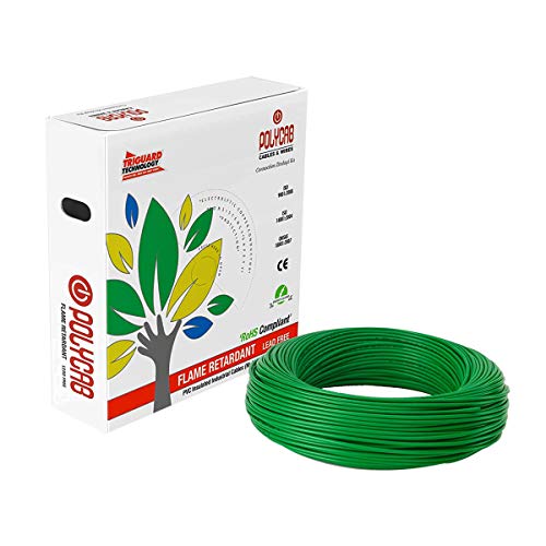 Image of Polycab 4Sqmm x 90mtr Advanced Triguard Technology FR-PVC Wire (Green) Pack of 5