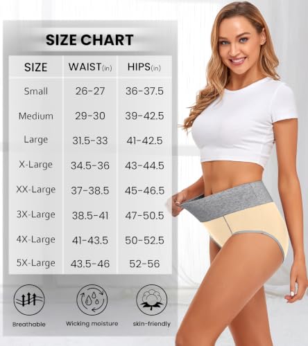 Image of CULAYII High Waisted Underwear for Women Cotton No Muffin Top Full Coverage Briefs Soft Stretch Ladies Panties 5 Pack