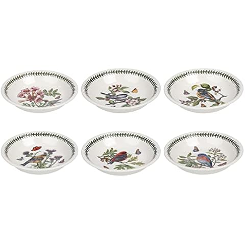 Portmeirion Botanic Garden Birds Pasta Bowl | Set of 6 Bowls with Assorted Motifs| Made of Fine Earthenware | Dishwasher and Microwave Safe | Made in England Cover