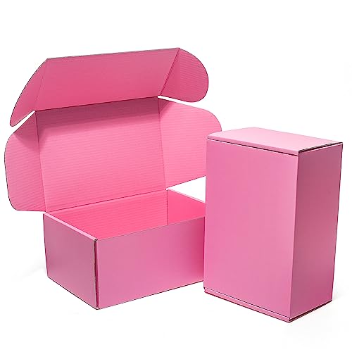 Timirog Shipping Boxes 9x6x4 Inches 25 Pack Pink Corrugated Cardboard Mailing Box for Small Business, Cute Tab Locking Literature Mailer Packaging Supplies for Packing Gifts Craft DVD
