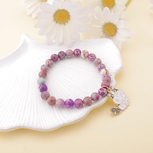 Image of PARTNER Cute Ragdoll Cat 𝐁𝐫𝐚𝐜𝐞𝐥𝐞𝐭𝐬 𝐟𝐨𝐫 𝐖𝐨𝐦𝐞𝐧 Lovers Kitty Gifts for Women and Men Funny Ragdoll Cat Gifts Good Luck Charm Cat Themed Gifts for Women Natural Stone Beaded Jewelry for Women Girls Cat