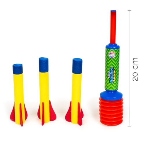 Image of Ratna's Little Rocket Launcher Toy with 3 Foam Rockets Flies Upto 25 Feet Outdoor Toys for Kids Ages 5+ Years