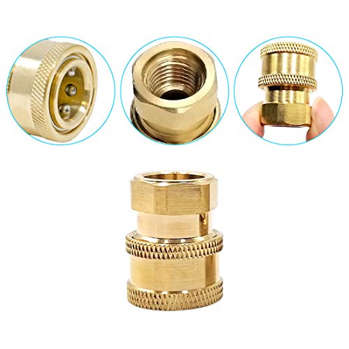 Pressure Washer Couplers Brass Fittings, 2 Pack 3/8 Inch Quick Connect To Female Npt Socket (3/8 Inch Npt) #TOP5