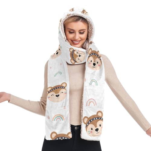 Bonnet écharpe gants 3 en 1 paresseux arc-en-ciel pour femme pour l'hiver
