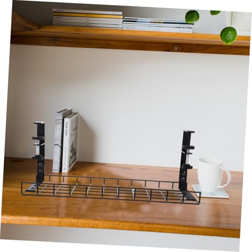 Bandeja para gestión de cables de escritorio, soporte para cables sin taladro, gran capacidad, organizador de cables para escritorio negro 500mm solución de almacenamiento miniatura 5