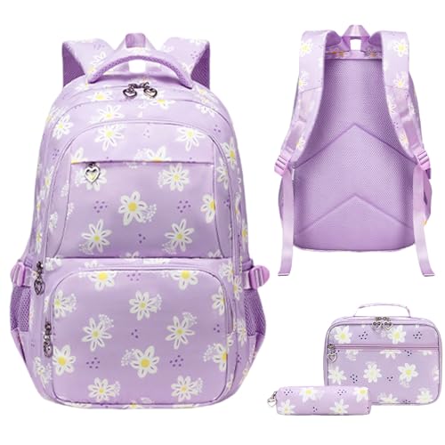 Livres et déjeuner protégés avec l'ensemble 3 pièces sac à dos et trousse pour école
