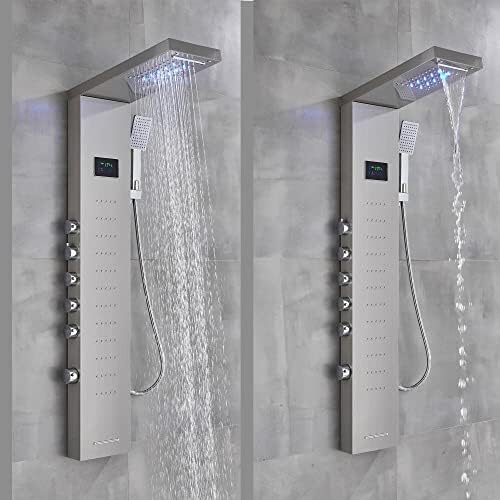 Panel de ducha LED con cascada y jets de masaje miniatura 2