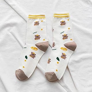 5 Pares De Calcetines De Moda para Mujer con Colores De Éxito, Calcetines Divertidos De Algodón para Monopatín De Calle con Oso Amarillo, Calcetín para Mujer