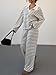 MakeMeChic Striped Lounge Set 2 Piece Sweater Sets for Women Going Out Travel Outfit Black and White Large