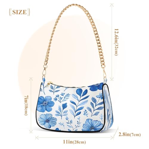 CEBUGI Crossbody Bags for Women Shoulder Purse Blue Flower Handbags Stylish Clutch Purse with Chain Strap3