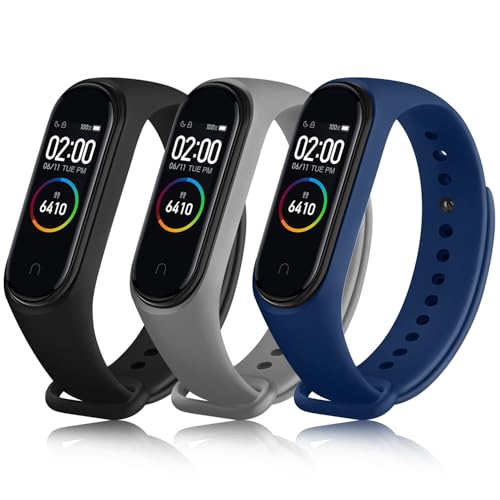 Tobfit 3 Pezzi Cinturino per Xiaomi Mi Band 4/ Mi Band 3, Cinturino Silicone di Morbido Traspirante di Colorati per Mi Band 4/3 (APACK)
