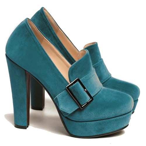 Image of SHODENSE Women Vintage Chunky Platform Loafers Pumps Tassel Round Closed Toe Slip On Suede Block High Heel Dress Loafer Shoes Buckle Strap Oxford Loafers Fringe Pump Dressy Chic Sexy Y2k 4-11 M US