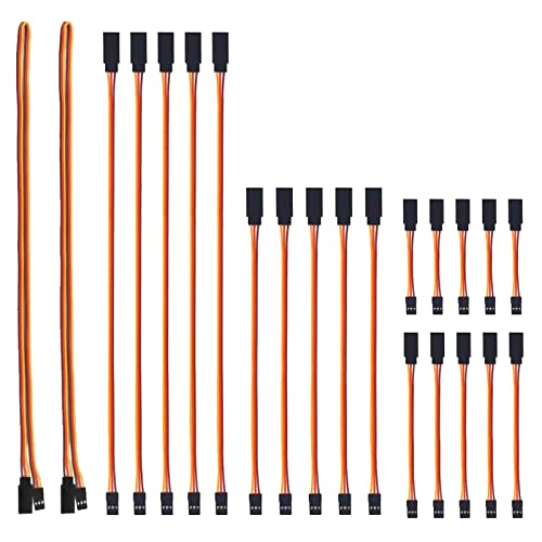 AEDIKO 22pcs 3Pin Servo Extension Cable Cord Male to Female Wire Connectors 5 Types for Servo Extension Connection Control Board Remote Control Parts
