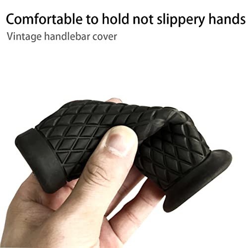 Image of Motorcycle Hand Grips, Non Slip Rubber Bar for 7 /8 inch 22mm /24mm Handles, Vintage Motorbike Thruster Grip, Handlebar for Hand Comfort, Universal for Motocross Scooter Dirt Bike, Open End (Black)