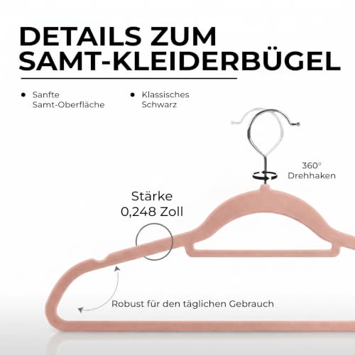 Utopia Home - Premium Kleiderbügel aus Samt (Rosa, 50er-Pack) – Ansicht 4
