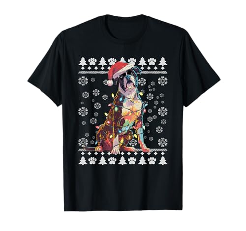 Boxer Pull de Noël Moche Chien drôle Noël T-Shirt