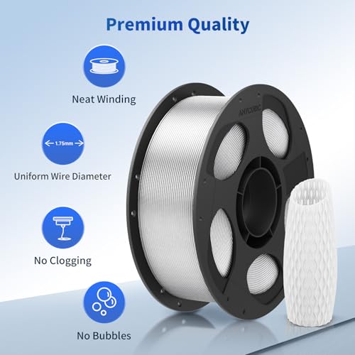 Image of ANYCUBIC PLA 3D Printer Filament, 3D Printing PLA Filament 1.75mm Dimensional Accuracy + /- 0.02mm, 1KG Reusable Spool (2.2 lbs), Clear