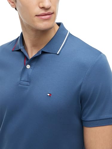 Image of Tommy Hilfiger Men's Short Sleeve Casual Polo Shirts in Slim Fit with Liquid Cotton and Cuff Designs
