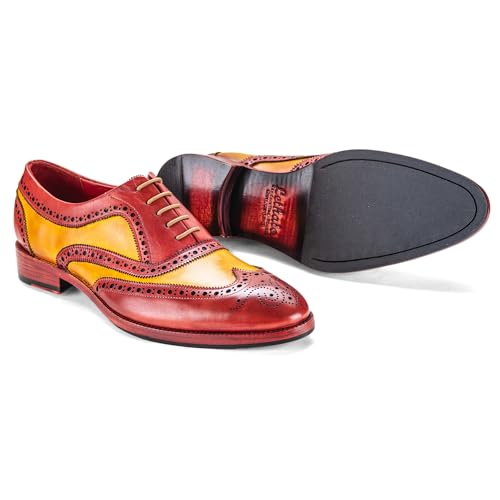 Image of Lethato Wingtip Brogue Oxford Handcrafted Men's Genuine Leather Lace up Dress Shoes