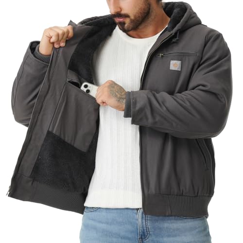 Image of Men's Work Coat Washed Duck Fleece Lined Waterproof Workwear
