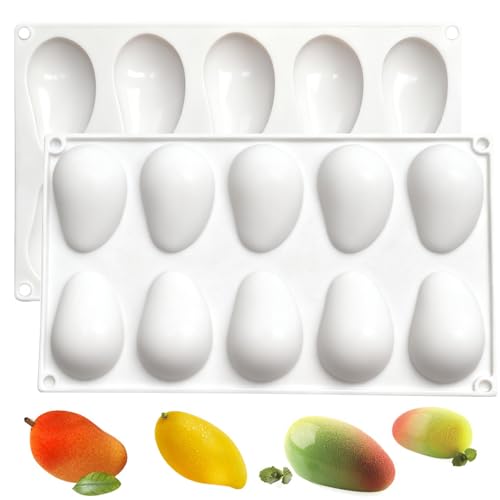 Molde de silicone de manga 3D para sobremesas de silicone para assar, gelatina, mousse, fondant, chocolates, frutas e chocolate, molde de silicone reutilizável (29,7 x 17,4 x 2 cm, 10 cavidades)