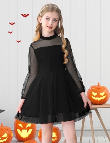 Durio Long Sleeve Dresses Polka Dots Mesh High Waist Dresses Fall Dresses for Special Occasion Spring Dresses2