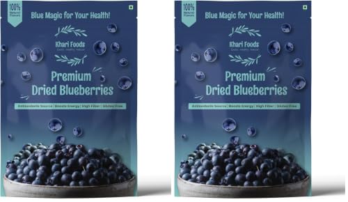 Image of Khari Foods Dried Seedless Blueberries 150g, Rich in Fibre, Vitamins, Healthy Snacks (Pack of 2)