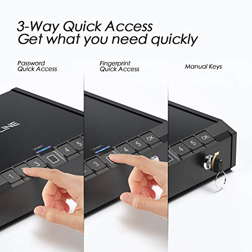 ASELINE Gun Safe, Smart Pistol Safe Handgun Safe Quick Access Firearm Safety Device with Biometric Fingerprint or Key Lock, Gun Security Safe for Home