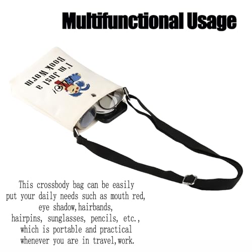 FEELMEM Movie Merchandise Gift Crossbody Bag I'm Just a Book Worm Quote Crossbody Purse Book Covers Movie Fans Gifts3