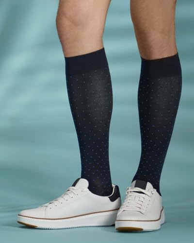 Image of MeMoi Wellfit Unisex Multi-Striped Cotton Blend 15-20mmHg Graduated Compression Socks