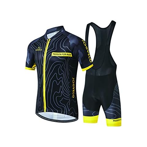 JOGVELO Cyclisme Maillot Homme, Manches Courtes + Cuissard VTT A Bretelles Cyclisme Respirant Réfléchissant Cover