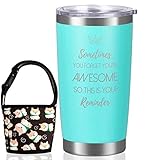 Sometime You Forget You're Awesome So This Is Your Reminder Wine Tumbler Thank You Gifts for Teacher Women Friends Her Wife Mom Sister 20oz Stemless Insulated Cup with Lid (You Are Awesome, T Blue)