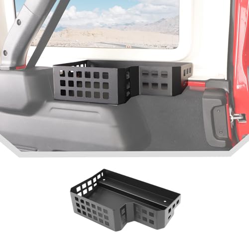 JeCar Aluminum Trunk Wheel Well Molle Storage Organizer for 2024+ Jeep Wrangler JL JLU 4-Door Interior Accessories Black (Driver Side)