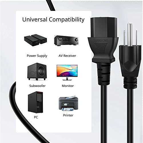 Tnp Ac Power Cable Computer Monitor Cord 3 Feet 10A 125V 3 Prong Tv Plug-In Cord Nema 5-15P To Iec 320 C13 Replacement Wire For Dell Aoc Asus Lenovo Desktop Supply Printer Ps3 Psu Universal #TOP3